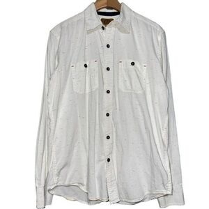 Stapleford Men’s S Ivory Cream Rainbow Speckled Long Sleeve Button Down Shirt